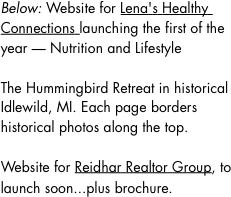 Below: Website for Lena's Healthy